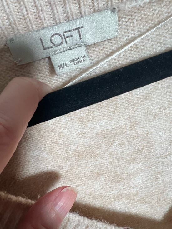 LOFT Beige Knit Poncho with Button Accents - Picture 4 of 7